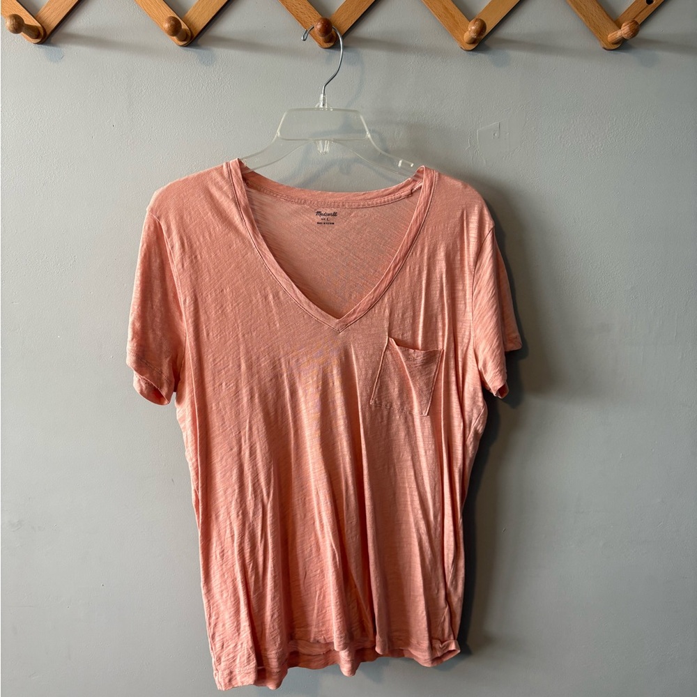 Madewell Peach V-Neck Tee